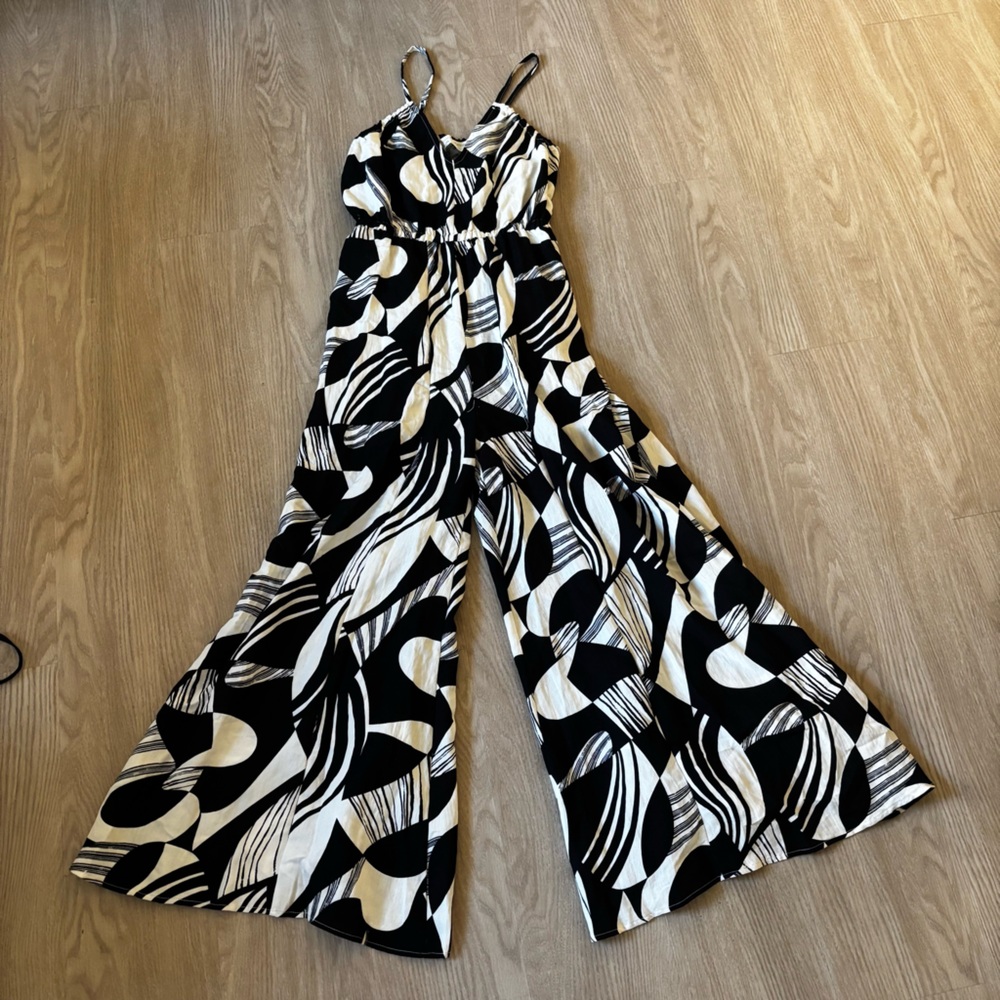 Stitch + Feather Geo Print Wide Leg Jumpsuit